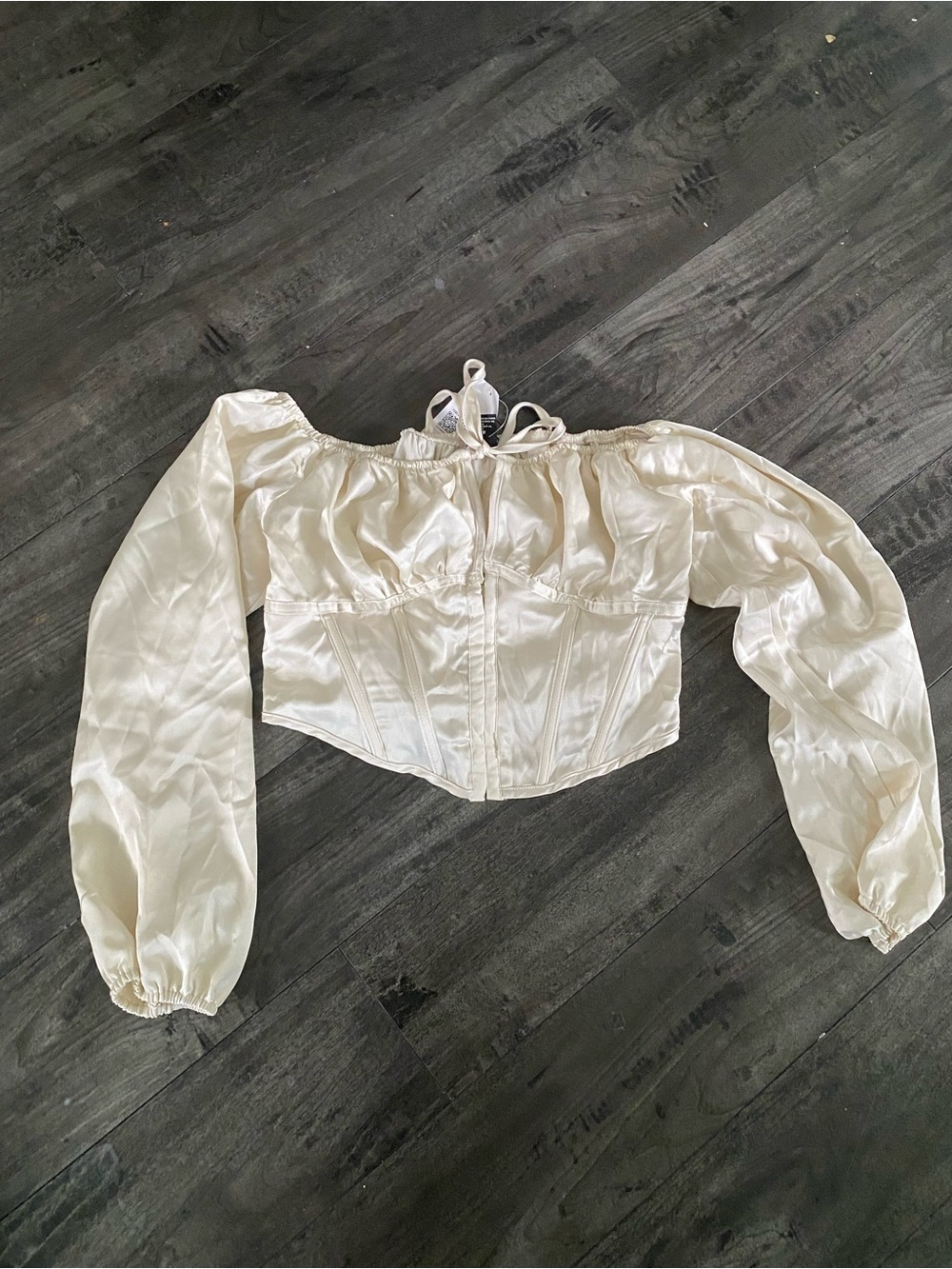 Forever 21 Eggret Satin Corset Blouse in Ivory